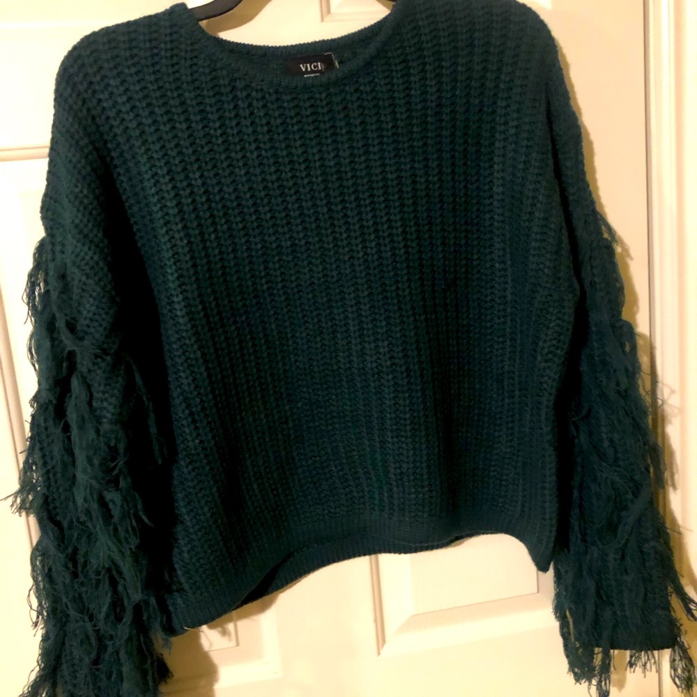 Vici bowman fringe knit sweater